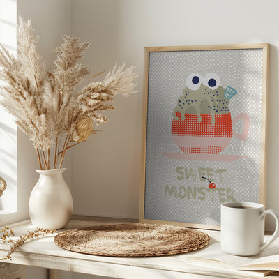 Sweet monster cupcake red - Stretched Canvas, Poster or Fine Art Print I Heart Wall Art