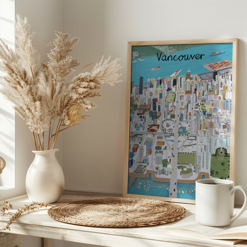 View Over Vancouver City by Artist Carla Daly - Stretched Canvas, Poster or Fine Art Print I Heart Wall Art