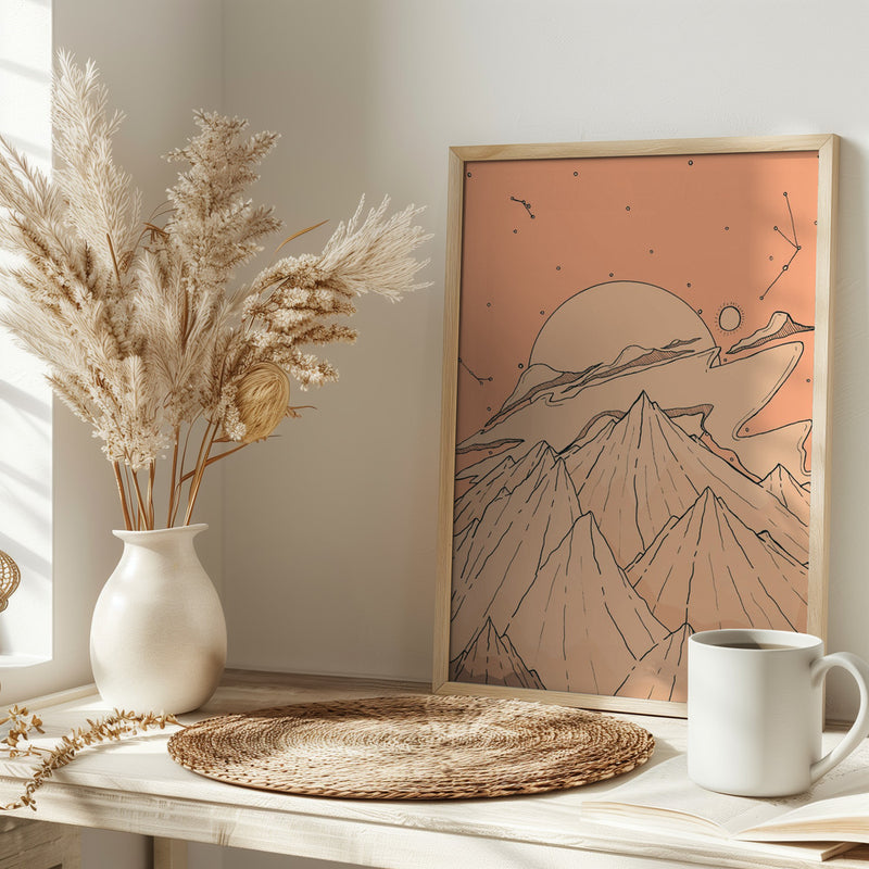 Peach Cloud Peaks - Stretched Canvas, Poster or Fine Art Print I Heart Wall Art