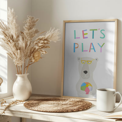 Let&#039;s Play with Funny Polar Bear by Illustrator Carla Daly - Stretched Canvas, Poster or Fine Art Print I Heart Wall Art