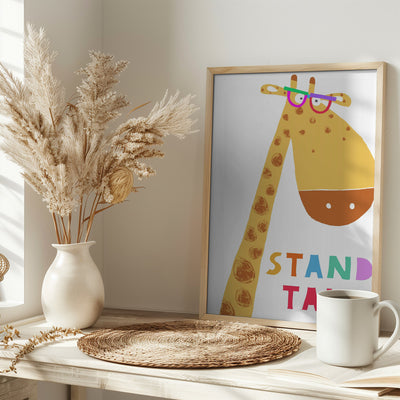 Stand Tall! Cute Giraffe with Colorful Glasses by Artist Carla Daly - Stretched Canvas, Poster or Fine Art Print I Heart Wall Art