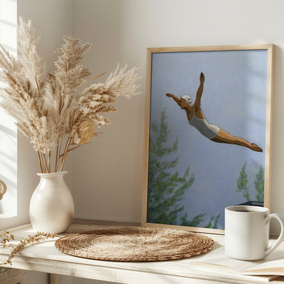 Diver With Trees - Stretched Canvas, Poster or Fine Art Print I Heart Wall Art