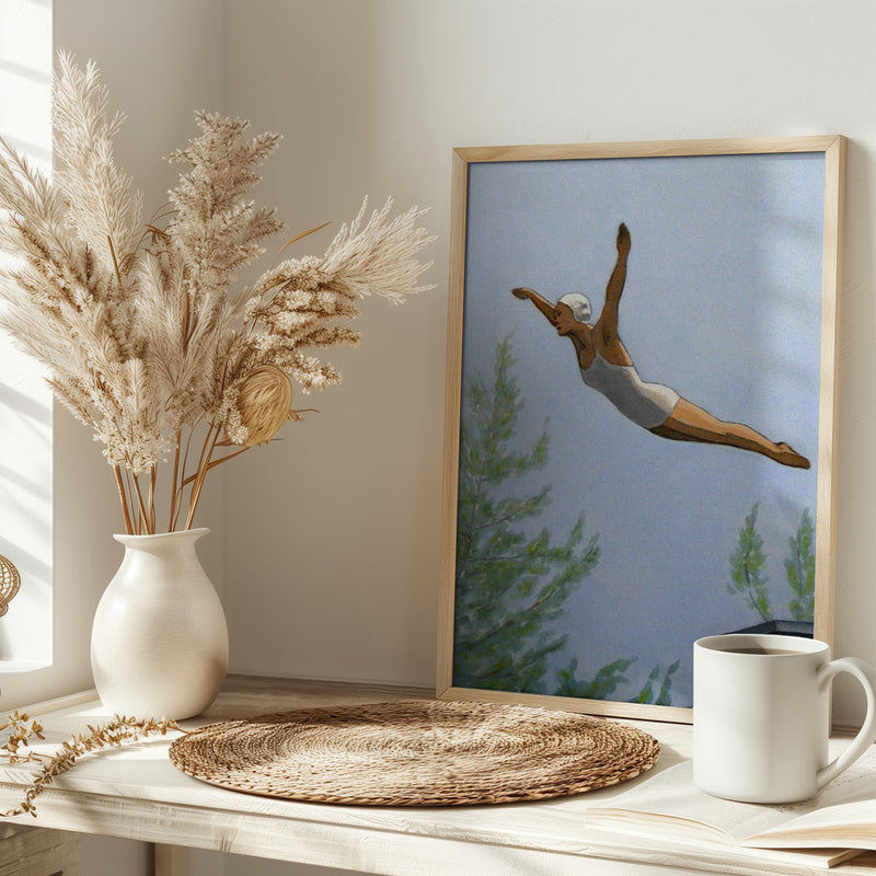 Diver With Trees - Stretched Canvas, Poster or Fine Art Print I Heart Wall Art