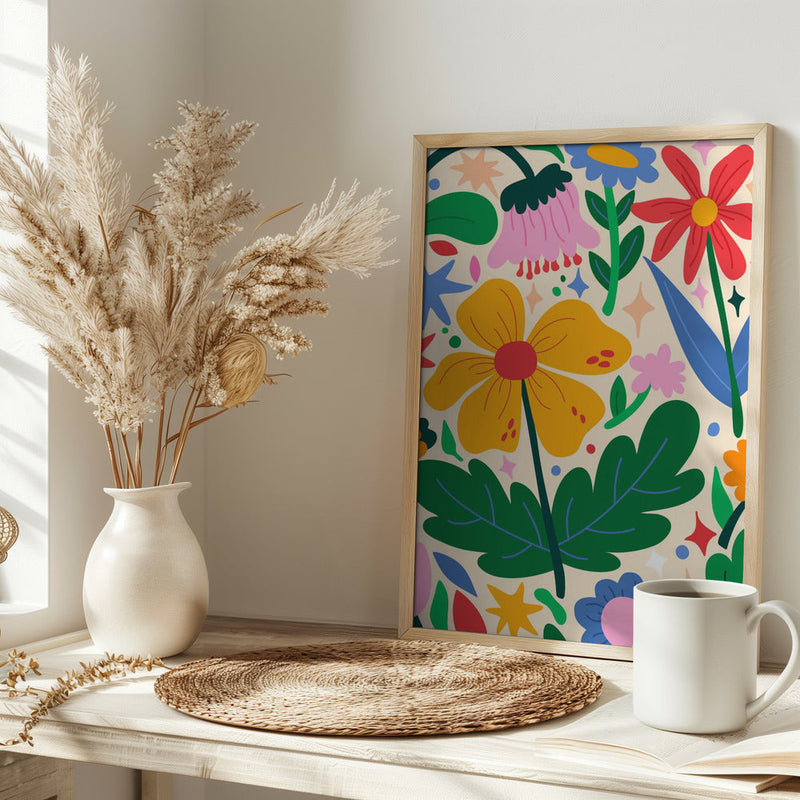Flower Mixtape - Stretched Canvas, Poster or Fine Art Print I Heart Wall Art
