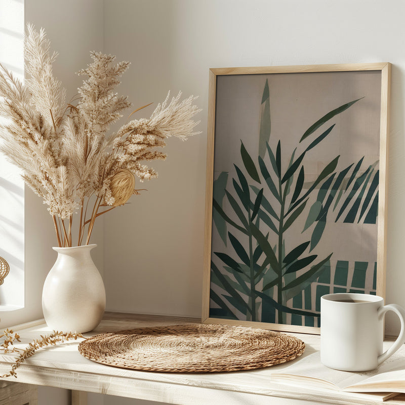 Paper Cut Green Leaves No.2 - Stretched Canvas, Poster or Fine Art Print I Heart Wall Art