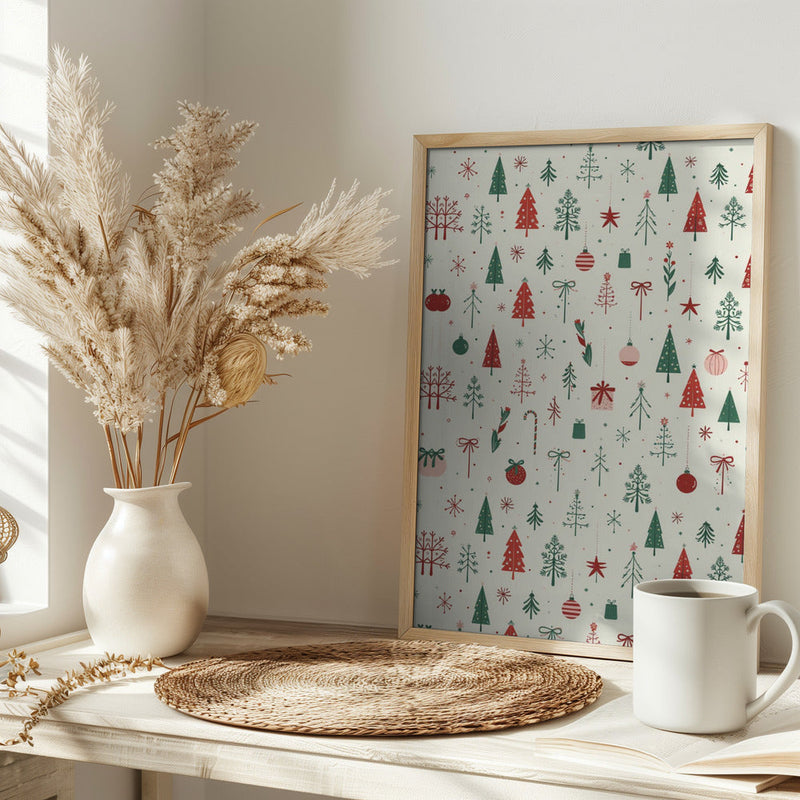Scandinavian Holiday Forest - Stretched Canvas, Poster or Fine Art Print I Heart Wall Art