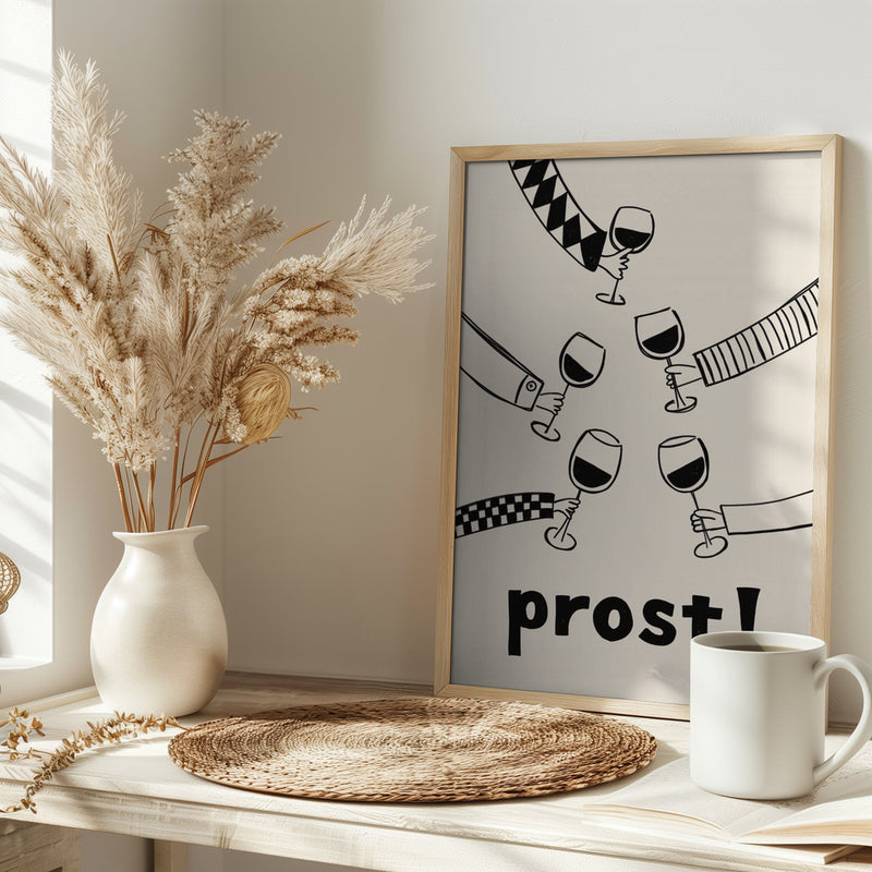 Prost! Wine Party with Friends - Stretched Canvas, Poster or Fine Art Print I Heart Wall Art