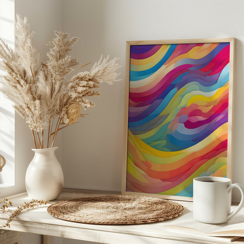 Rainbow Waves - Stretched Canvas, Poster or Fine Art Print I Heart Wall Art