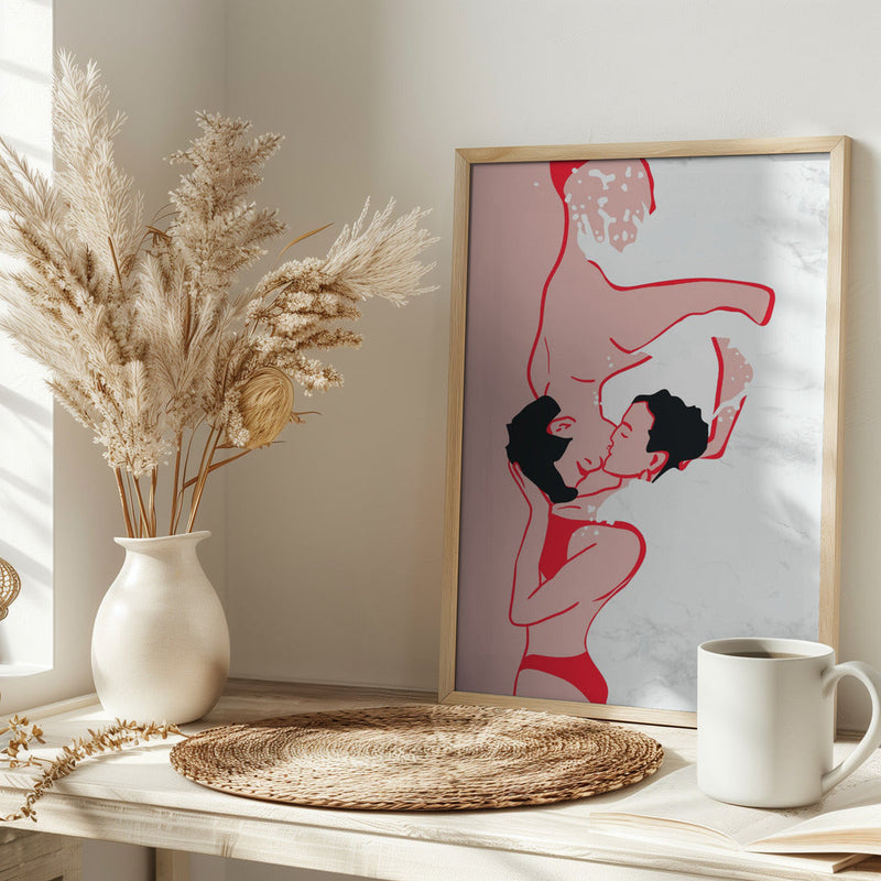 Ethereal Kiss In the Waves - Stretched Canvas, Poster or Fine Art Print I Heart Wall Art