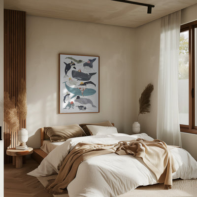 Whales In Hats - Stretched Canvas, Poster or Fine Art Print I Heart Wall Art