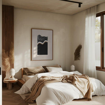 Monochrome Waves - Stretched Canvas, Poster or Fine Art Print I Heart Wall Art