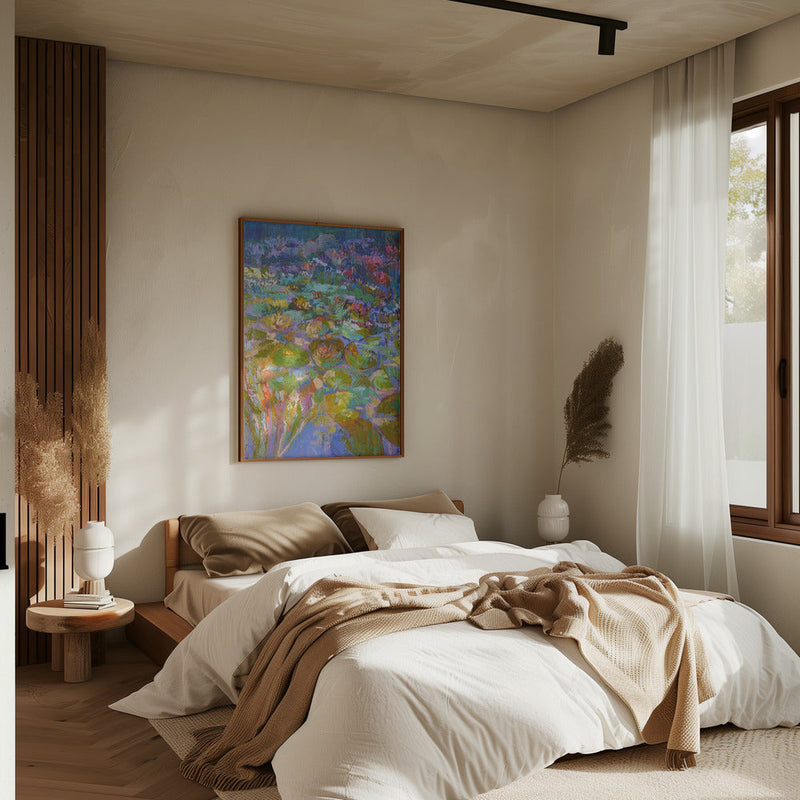 Lush Water Lilies - Stretched Canvas, Poster or Fine Art Print I Heart Wall Art