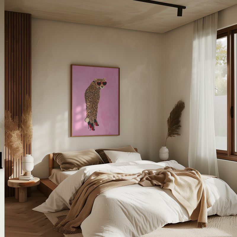 Sexy cheetah in heels - Stretched Canvas, Poster or Fine Art Print I Heart Wall Art