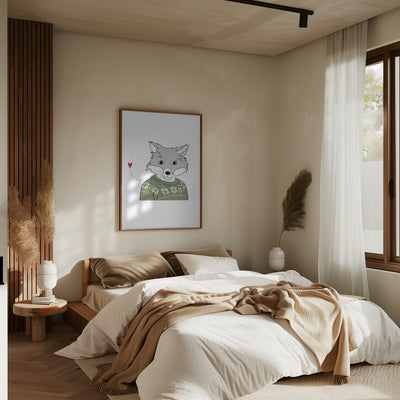 Furry Fox - Stretched Canvas, Poster or Fine Art Print I Heart Wall Art