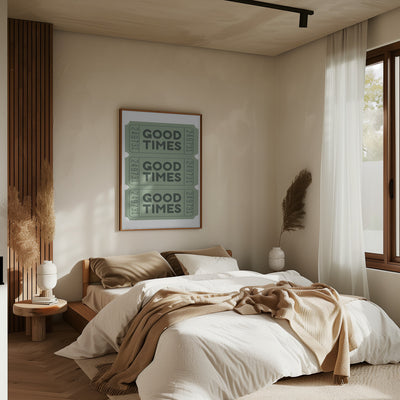 Sage Green Good Times Tickets - Stretched Canvas, Poster or Fine Art Print I Heart Wall Art