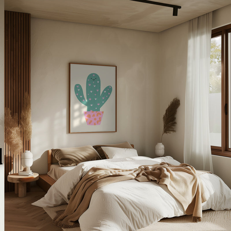 Happy Cactus - Stretched Canvas, Poster or Fine Art Print I Heart Wall Art