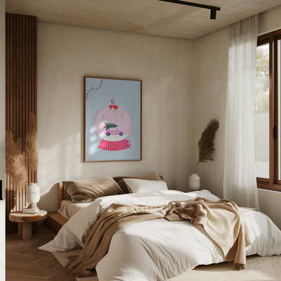 Snowglobe Pink - Stretched Canvas, Poster or Fine Art Print I Heart Wall Art