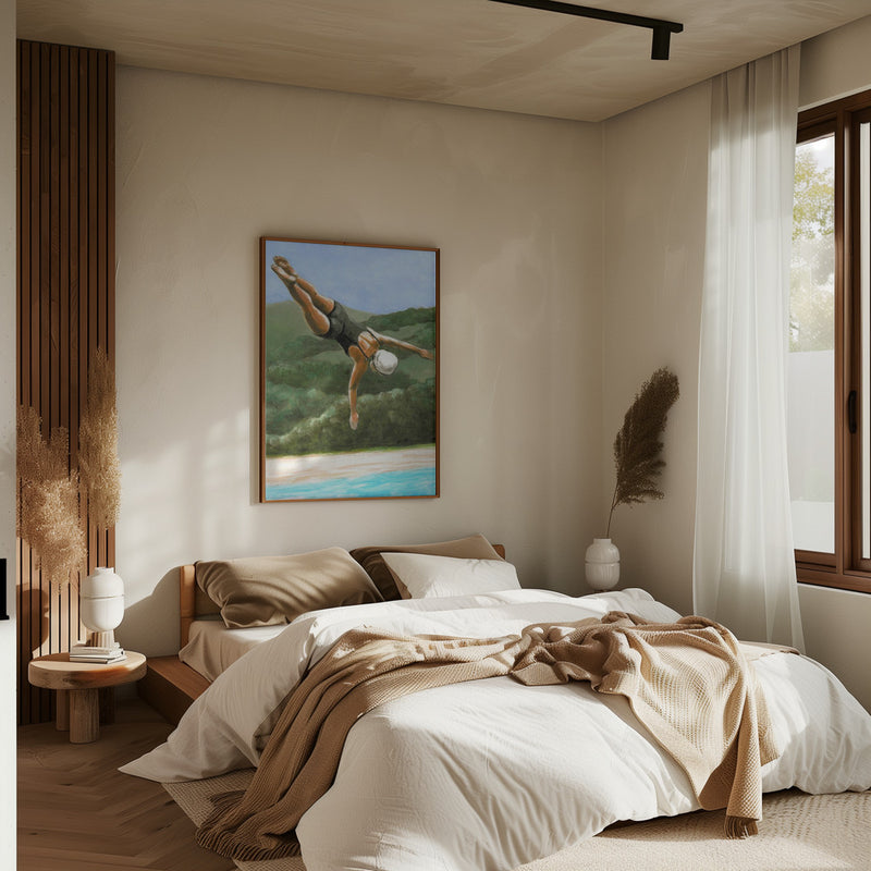 Diver Above River - Stretched Canvas, Poster or Fine Art Print I Heart Wall Art
