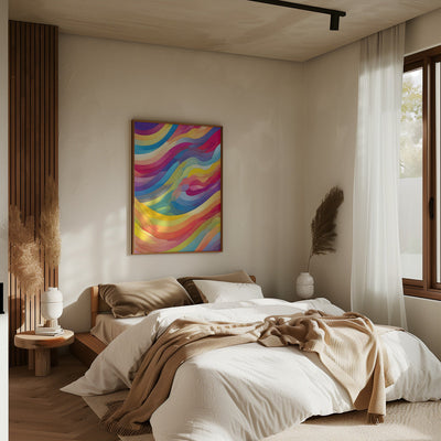 Rainbow Waves - Stretched Canvas, Poster or Fine Art Print I Heart Wall Art