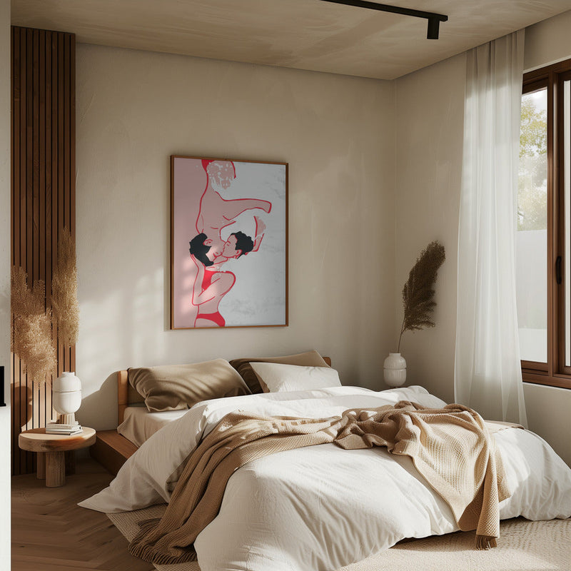 Ethereal Kiss In the Waves - Stretched Canvas, Poster or Fine Art Print I Heart Wall Art