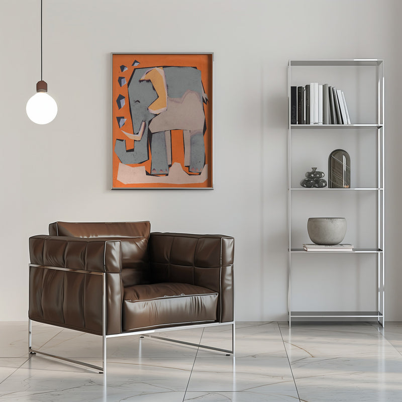 Happy Elephant - Stretched Canvas, Poster or Fine Art Print I Heart Wall Art