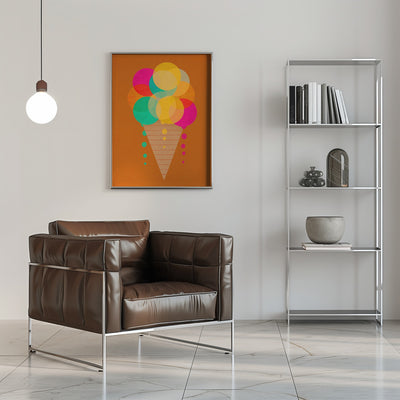 Neon Ice Cream - Stretched Canvas, Poster or Fine Art Print I Heart Wall Art