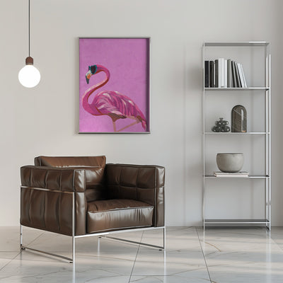 Magenta Metallic Flamingo - Stretched Canvas, Poster or Fine Art Print I Heart Wall Art