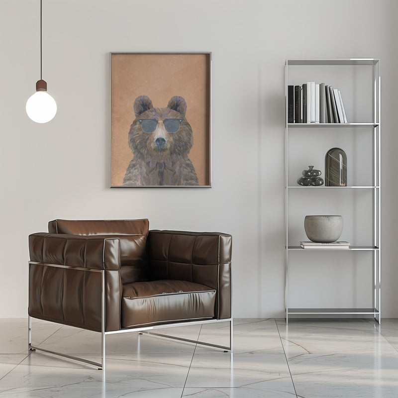 Cool Bear Portrait - Stretched Canvas, Poster or Fine Art Print I Heart Wall Art