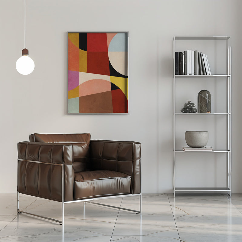 Warm Colors Bauhaus Geometry2 - Stretched Canvas, Poster or Fine Art Print I Heart Wall Art