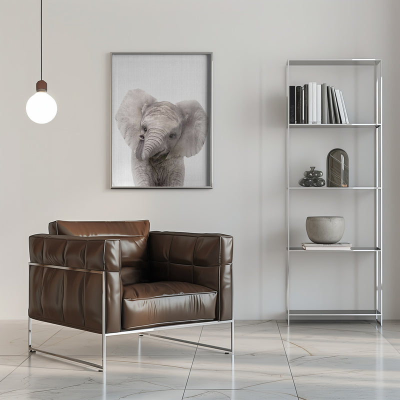 Peekaboo Baby Elephant - Stretched Canvas, Poster or Fine Art Print I Heart Wall Art