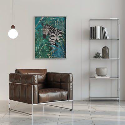 Zebra in the jungle 2 - Stretched Canvas, Poster or Fine Art Print I Heart Wall Art