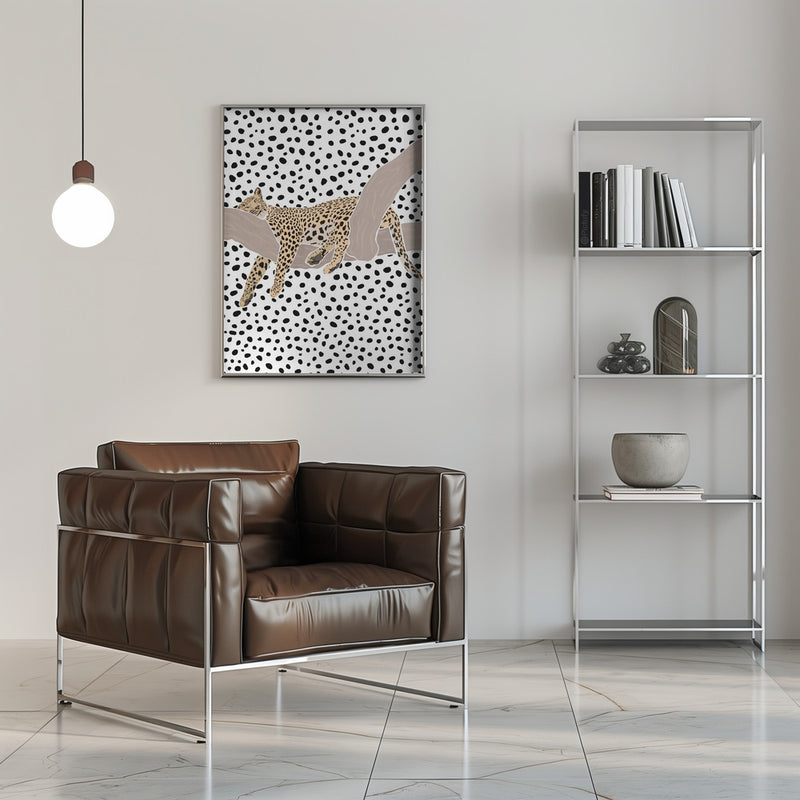 Leopard Sleeping Polkadots - Stretched Canvas, Poster or Fine Art Print I Heart Wall Art