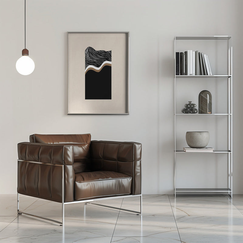Monochrome Waves - Stretched Canvas, Poster or Fine Art Print I Heart Wall Art