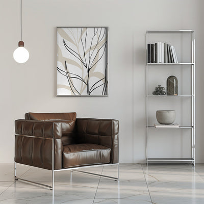 Lively Line Leaves - Stretched Canvas, Poster or Fine Art Print I Heart Wall Art