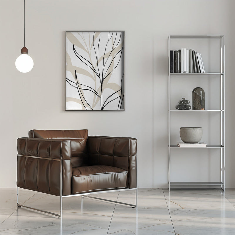 Lively Line Leaves - Stretched Canvas, Poster or Fine Art Print I Heart Wall Art