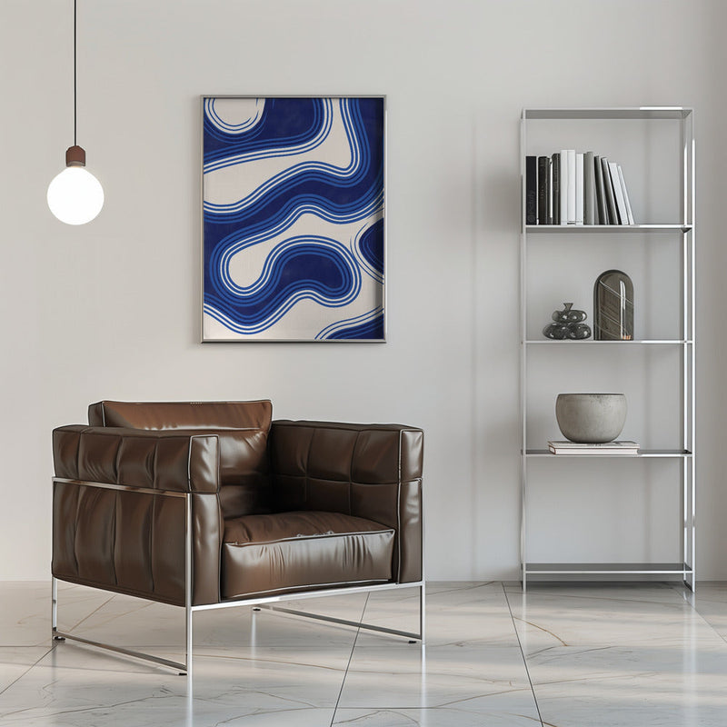 Blue Wave Patterns - Stretched Canvas, Poster or Fine Art Print I Heart Wall Art