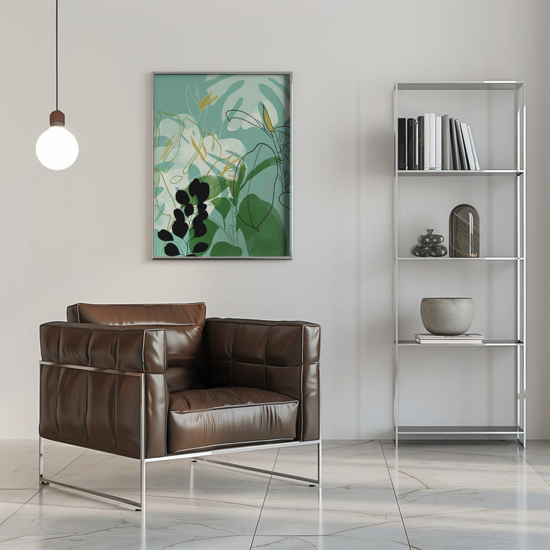 Leaves Line Boho2 - Stretched Canvas, Poster or Fine Art Print I Heart Wall Art