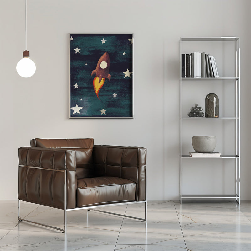 Rocket Love - Stretched Canvas, Poster or Fine Art Print I Heart Wall Art