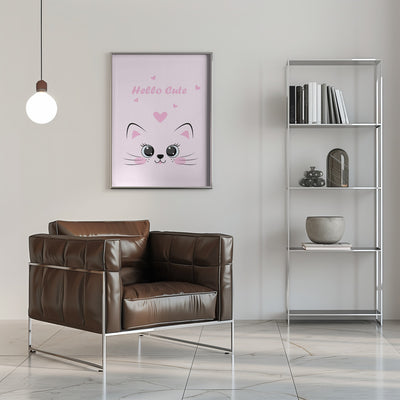 Pink Cat - Stretched Canvas, Poster or Fine Art Print I Heart Wall Art