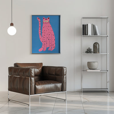 Pink cat - Stretched Canvas, Poster or Fine Art Print I Heart Wall Art