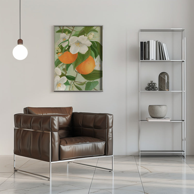 Branch of Orange Tree In Bloom - Stretched Canvas, Poster or Fine Art Print I Heart Wall Art