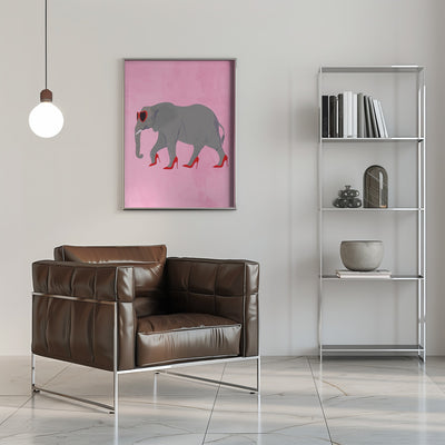 Elephant in heels and heart glasses - Stretched Canvas, Poster or Fine Art Print I Heart Wall Art