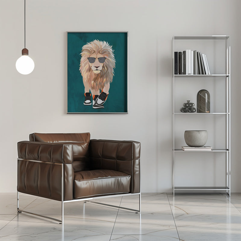 Lion prowling in high top sneakers - Stretched Canvas, Poster or Fine Art Print I Heart Wall Art