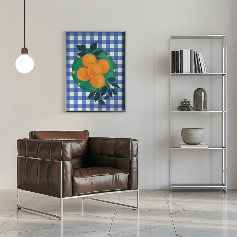 Checkered Citrus Charm - Stretched Canvas, Poster or Fine Art Print I Heart Wall Art