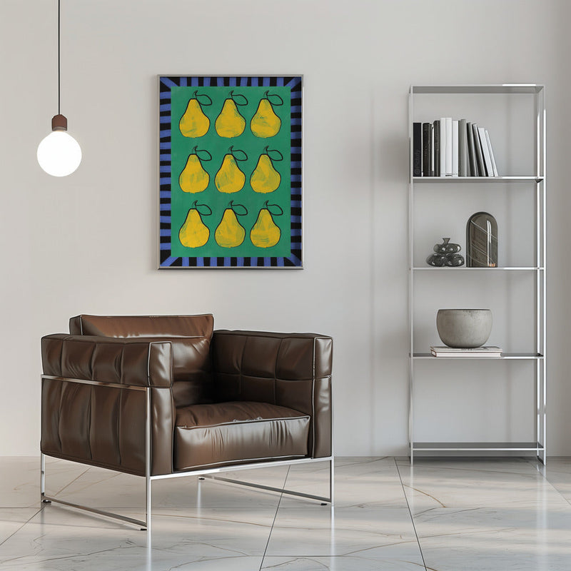 Pear Grid Harmony - Stretched Canvas, Poster or Fine Art Print I Heart Wall Art