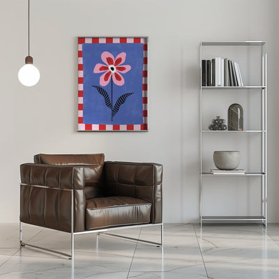 Flower with Pink Petals and Striped Leaves - Stretched Canvas, Poster or Fine Art Print I Heart Wall Art