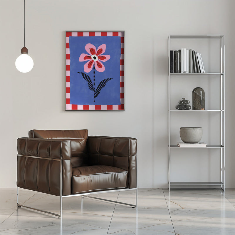 Flower with Pink Petals and Striped Leaves - Stretched Canvas, Poster or Fine Art Print I Heart Wall Art