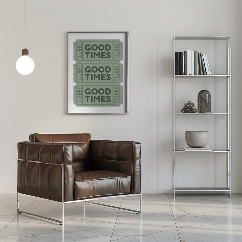 Sage Green Good Times Tickets - Stretched Canvas, Poster or Fine Art Print I Heart Wall Art