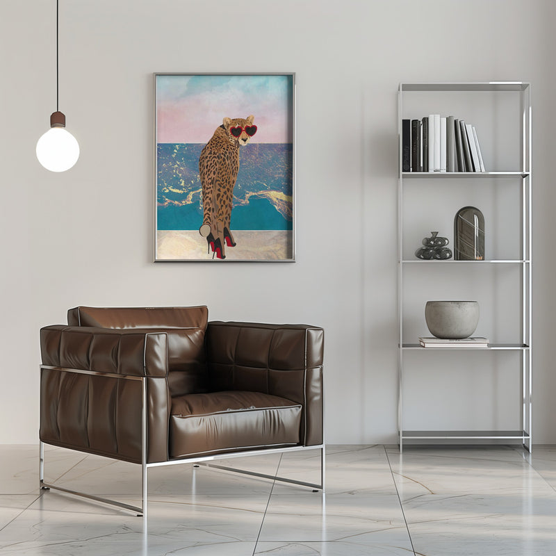 Cheetah on holiday - Stretched Canvas, Poster or Fine Art Print I Heart Wall Art