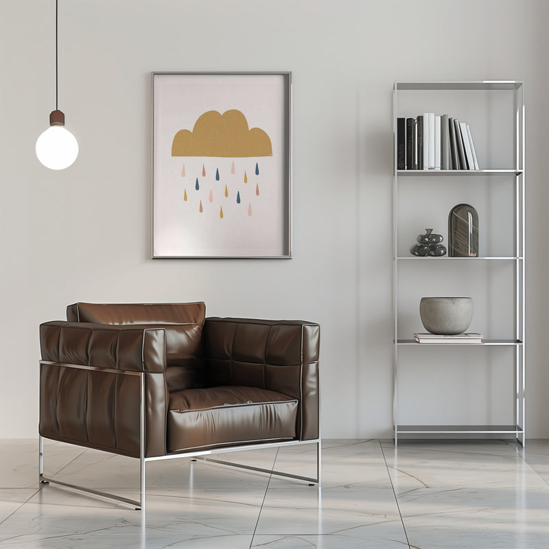 Yellow Raining Cloud - Stretched Canvas, Poster or Fine Art Print I Heart Wall Art